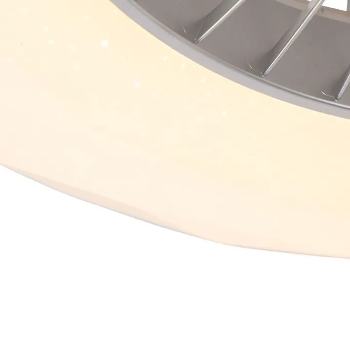 QAZQA Deckenventilator Mit Licht|Schlafzimmerlampen*Deckenventilator Silber mit Sterneneffekt 59cm inkl. LED Dimmbar mit Fernbedienung - Clima