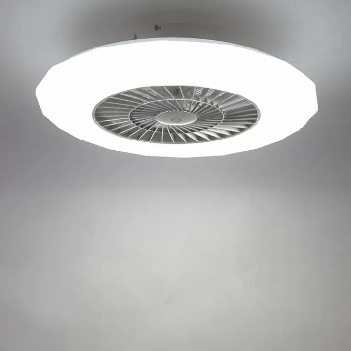 QAZQA Deckenventilator Mit Licht|Schlafzimmerlampen*Deckenventilator Silber mit Sterneneffekt 59cm inkl. LED Dimmbar mit Fernbedienung - Clima
