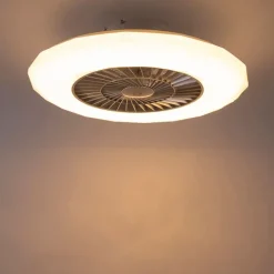 QAZQA Deckenventilator Mit Licht|Schlafzimmerlampen*Deckenventilator Silber mit Sterneneffekt 59cm inkl. LED Dimmbar mit Fernbedienung - Clima