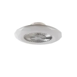 QAZQA Deckenventilator Mit Licht|Schlafzimmerlampen*Deckenventilator Silber mit Sterneneffekt 59cm inkl. LED Dimmbar mit Fernbedienung - Clima