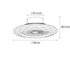 QAZQA Deckenventilator Mit Licht|Schlafzimmerlampen*Deckenventilator Silber mit Sterneneffekt 59cm inkl. LED Dimmbar mit Fernbedienung - Clima