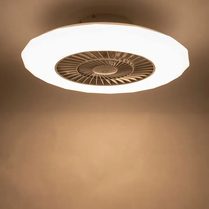 QAZQA Deckenventilator Mit Licht|Schlafzimmerlampen*Deckenventilator Silber mit Sterneneffekt 59cm inkl. LED Dimmbar mit Fernbedienung - Clima