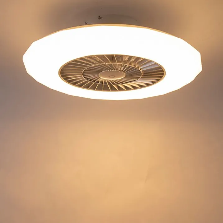 QAZQA Deckenventilator Mit Licht|Schlafzimmerlampen*Deckenventilator Silber mit Sterneneffekt 59cm inkl. LED Dimmbar mit Fernbedienung - Clima