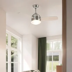 QAZQA Deckenventilator Mit Licht|Esszimmerlampen*Deckenventilator Stahl 96cm mit Fernbedienung - Rotar