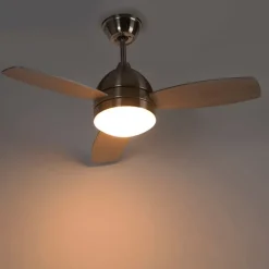 QAZQA Deckenventilator Mit Licht|Esszimmerlampen*Deckenventilator Stahl 96cm mit Fernbedienung - Rotar