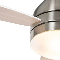 QAZQA Deckenventilator Mit Licht|Esszimmerlampen*Deckenventilator Stahl 96cm mit Fernbedienung - Rotar