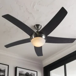 QAZQA Deckenventilator Mit Licht|Wohnzimmerlampen*Deckenventilator Stahl 132cm mit Fernbedienung - Cool