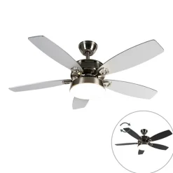 QAZQA Deckenventilator Mit Licht|Wohnzimmerlampen*Deckenventilator Stahl mit Fernbedienung inkl. LED - Malaki