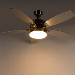 QAZQA Deckenventilator Mit Licht|Wohnzimmerlampen*Deckenventilator Stahl mit Fernbedienung inkl. LED - Malaki