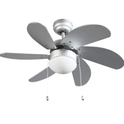 QAZQA Schlafzimmerlampen|Küchenlampen*Deckenventilator Stahl mit Holzprint 80cm mit Zugschalter - Fresh