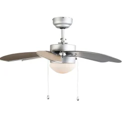 QAZQA Schlafzimmerlampen|Küchenlampen*Deckenventilator Stahl mit Holzprint 80cm mit Zugschalter - Fresh