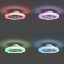 QAZQA Deckenventilator Mit Licht|Wohnzimmerlampen*Deckenventilator weiß 48,5 cm inkl. LED Dimmbar RGB mit Fernbedienung - Clemo