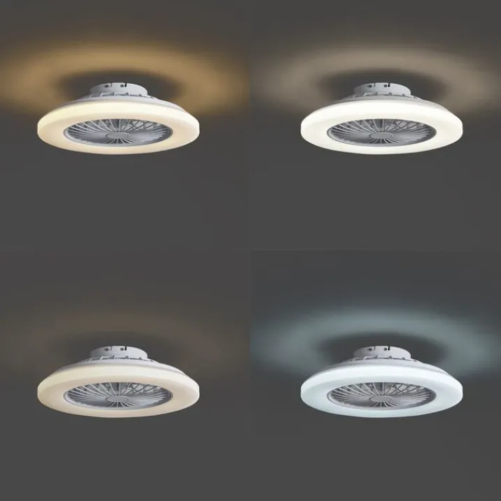 QAZQA Deckenventilator Mit Licht|Wohnzimmerlampen*Deckenventilator weiß 48,5 cm inkl. LED Dimmbar RGB mit Fernbedienung - Clemo