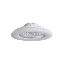 QAZQA Deckenventilator Mit Licht|Wohnzimmerlampen*Deckenventilator weiß 48,5 cm inkl. LED Dimmbar RGB mit Fernbedienung - Clemo