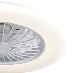 QAZQA Deckenventilator Mit Licht|Wohnzimmerlampen*Deckenventilator weiß 48,5 cm inkl. LED Dimmbar RGB mit Fernbedienung - Clemo