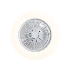 QAZQA Deckenventilator Mit Licht|Wohnzimmerlampen*Deckenventilator weiß 48,5 cm inkl. LED Dimmbar RGB mit Fernbedienung - Clemo