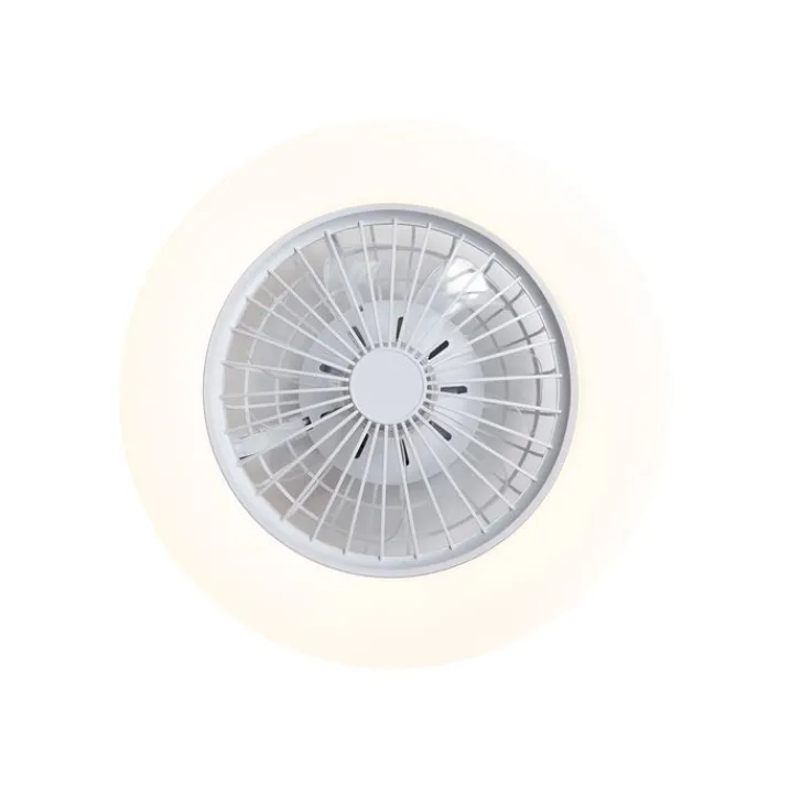 QAZQA Deckenventilator Mit Licht|Wohnzimmerlampen*Deckenventilator weiß 48,5 cm inkl. LED Dimmbar RGB mit Fernbedienung - Clemo