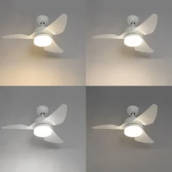QAZQA Deckenventilator Mit Licht|Wohnzimmerlampen*Deckenventilator weiß 86,7 cm inkl. LED Dimmbar mit Fernbedienung - Yuki