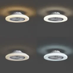 QAZQA Schlafzimmerlampen|Küchenlampen*Deckenventilator weiß 48,5 cm inkl. LED Dimmbar in Kelvin mit Fernbedienung - Clemo