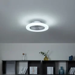 QAZQA Schlafzimmerlampen|Küchenlampen*Deckenventilator weiß 48,5 cm inkl. LED Dimmbar in Kelvin mit Fernbedienung - Clemo