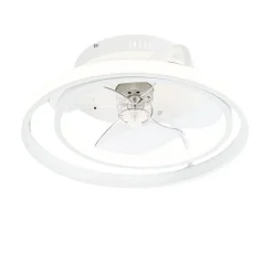 QAZQA Deckenventilator Mit Licht|Wohnzimmerlampen*Deckenventilator weiß 46,5 cm inkl. LED mit Fernbedienung - Kees