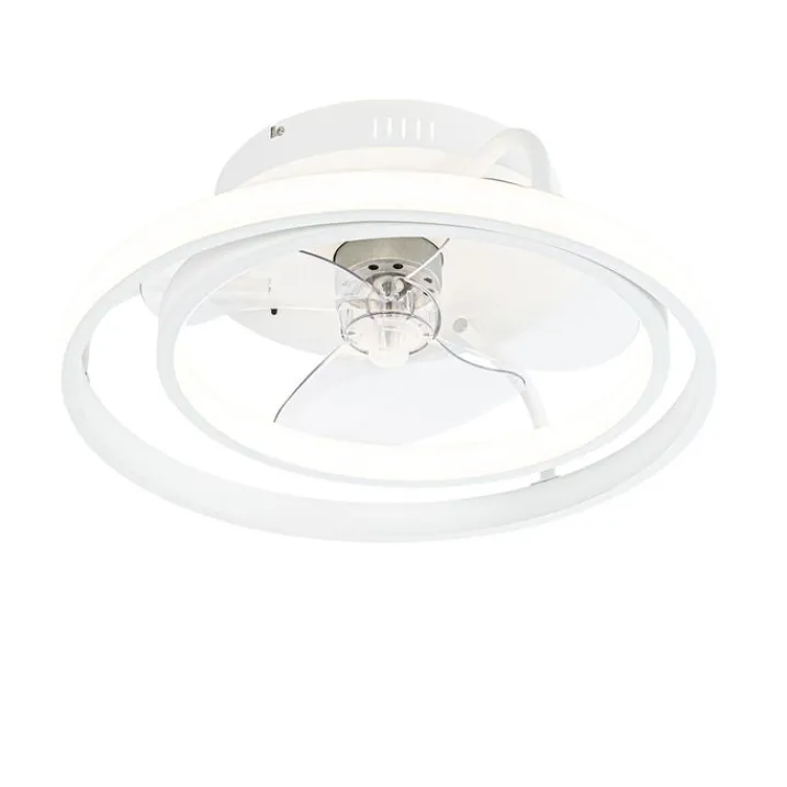QAZQA Deckenventilator Mit Licht|Wohnzimmerlampen*Deckenventilator weiß 46,5 cm inkl. LED mit Fernbedienung - Kees