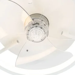 QAZQA Deckenventilator Mit Licht|Wohnzimmerlampen*Deckenventilator weiß 46,5 cm inkl. LED mit Fernbedienung - Kees