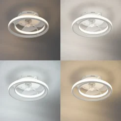 QAZQA Deckenventilator Mit Licht|Wohnzimmerlampen*Deckenventilator weiß 46,5 cm inkl. LED mit Fernbedienung - Kees