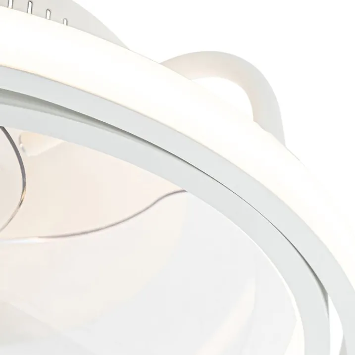 QAZQA Deckenventilator Mit Licht|Wohnzimmerlampen*Deckenventilator weiß 46,5 cm inkl. LED mit Fernbedienung - Kees