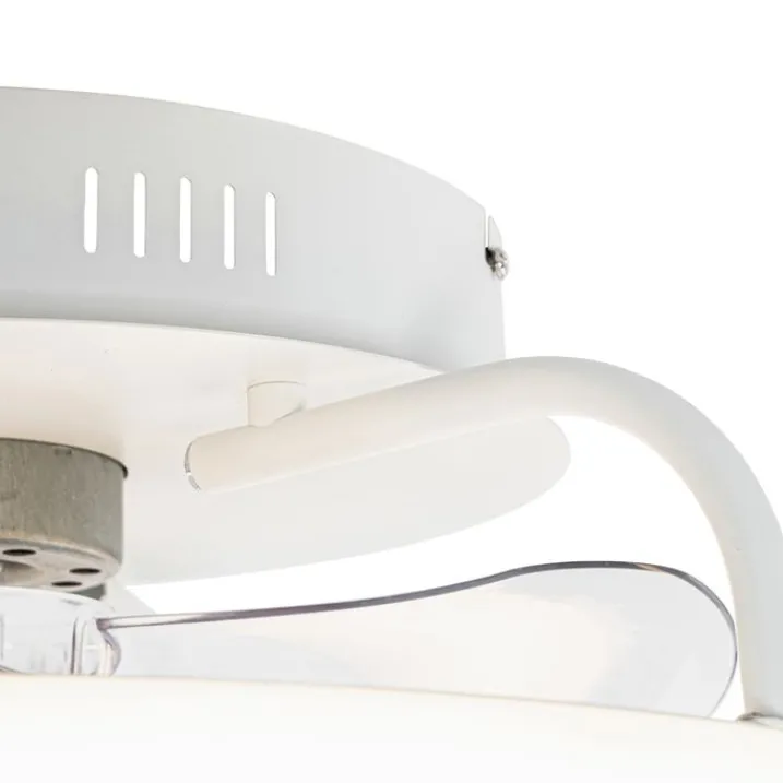 QAZQA Deckenventilator Mit Licht|Wohnzimmerlampen*Deckenventilator weiß 46,5 cm inkl. LED mit Fernbedienung - Kees