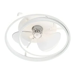 QAZQA Deckenventilator Mit Licht|Wohnzimmerlampen*Deckenventilator weiß 46,5 cm inkl. LED mit Fernbedienung - Kees