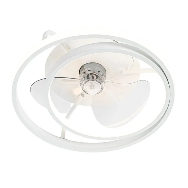 QAZQA Deckenventilator Mit Licht|Wohnzimmerlampen*Deckenventilator weiß 46,5 cm inkl. LED mit Fernbedienung - Kees