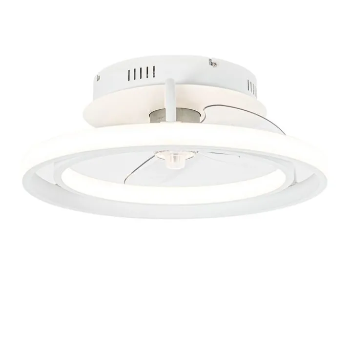 QAZQA Deckenventilator Mit Licht|Wohnzimmerlampen*Deckenventilator weiß 46,5 cm inkl. LED mit Fernbedienung - Kees