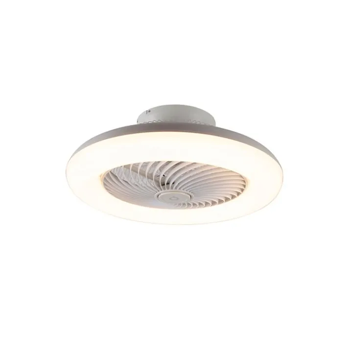 QAZQA Deckenventilator Mit Licht|Wohnzimmerlampen*Deckenventilator weiß 55,5 cm inkl. LED Dimmbar mit Fernbedienung - Clima