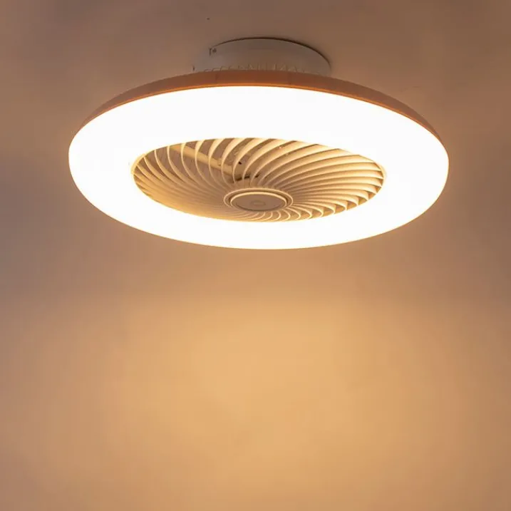 QAZQA Deckenventilator Mit Licht|Wohnzimmerlampen*Deckenventilator weiß 55,5 cm inkl. LED Dimmbar mit Fernbedienung - Clima