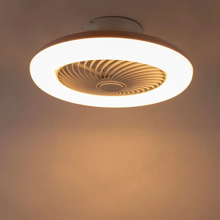 QAZQA Deckenventilator Mit Licht|Wohnzimmerlampen*Deckenventilator weiß 55,5 cm inkl. LED Dimmbar mit Fernbedienung - Clima