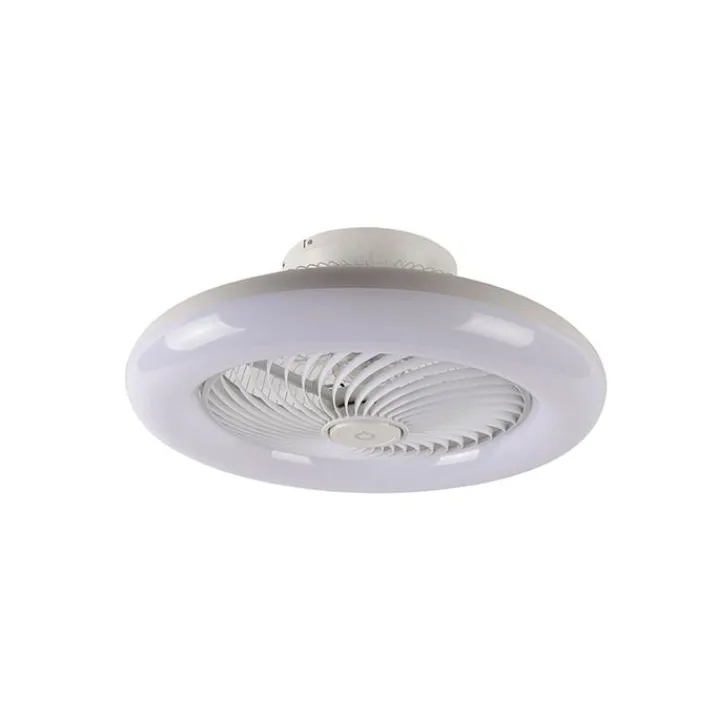 QAZQA Deckenventilator Mit Licht|Wohnzimmerlampen*Deckenventilator weiß 55,5 cm inkl. LED Dimmbar mit Fernbedienung - Clima