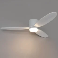 QAZQA Deckenventilator Mit Licht|Wohnzimmerlampen*Deckenventilator weiß 132cm inkl. LED Dimmbar mit Fernbedienung - Sofio