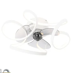 QAZQA Deckenventilator Mit Licht|Wohnzimmerlampen*Deckenventilator weiß 55cm inkl. LED Dimmbar mit Fernbedienung - Mandy