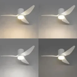 QAZQA Deckenventilator Mit Licht|Wohnzimmerlampen*Deckenventilator weiß 123cm inkl. LED Dimmbar mit Fernbedienung - Patty