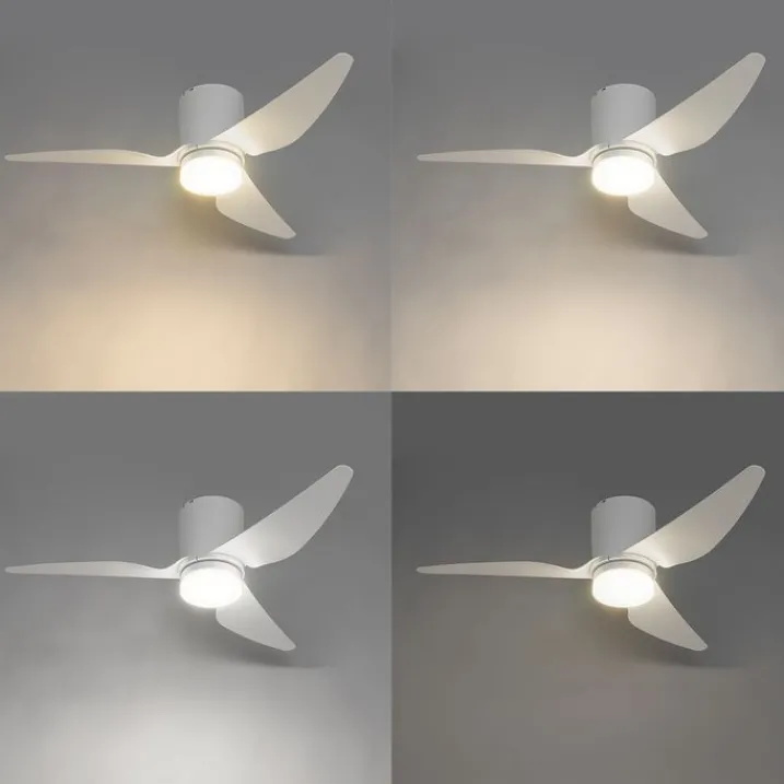 QAZQA Deckenventilator Mit Licht|Wohnzimmerlampen*Deckenventilator weiß 123cm inkl. LED Dimmbar mit Fernbedienung - Patty