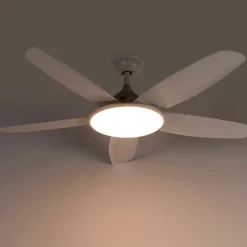QAZQA Deckenventilator Mit Licht|Wohnzimmerlampen*Deckenventilator weiß 130cm inkl. LED Dimmbar mit Fernbedienung - Vifte