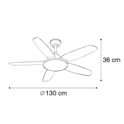 QAZQA Deckenventilator Mit Licht|Wohnzimmerlampen*Deckenventilator weiß 130cm inkl. LED Dimmbar mit Fernbedienung - Vifte