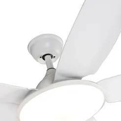 QAZQA Deckenventilator Mit Licht|Wohnzimmerlampen*Deckenventilator weiß 130cm inkl. LED Dimmbar mit Fernbedienung - Vifte