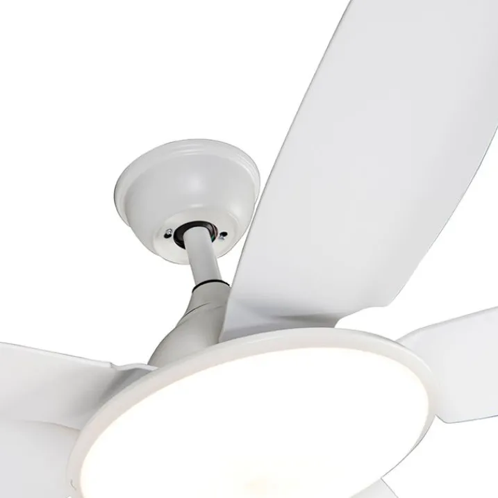 QAZQA Deckenventilator Mit Licht|Wohnzimmerlampen*Deckenventilator weiß 130cm inkl. LED Dimmbar mit Fernbedienung - Vifte