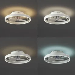 QAZQA Deckenventilator Mit Licht|Wohnzimmerlampen*Deckenventilator weiß 50cm inkl. LED Dimmbar mit Fernbedienung - Maddy