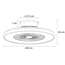 QAZQA Schlafzimmerlampen|Küchenlampen*Deckenventilator weiß mit Sterneffekt 60cm inkl. LED Dimmbar mit Fernbedienung - Climo