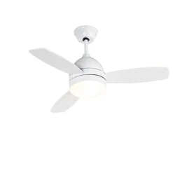 QAZQA Deckenventilator Mit Licht|Wohnzimmerlampen*Deckenventilator weiß mit Holzaufdruck 96cm mit Fernbedienung - Rotar