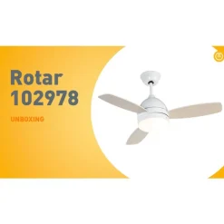 QAZQA Deckenventilator Mit Licht|Wohnzimmerlampen*Deckenventilator weiß mit Holzaufdruck 96cm mit Fernbedienung - Rotar