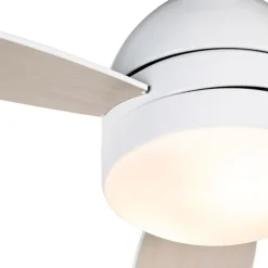 QAZQA Deckenventilator Mit Licht|Wohnzimmerlampen*Deckenventilator weiß mit Holzaufdruck 96cm mit Fernbedienung - Rotar